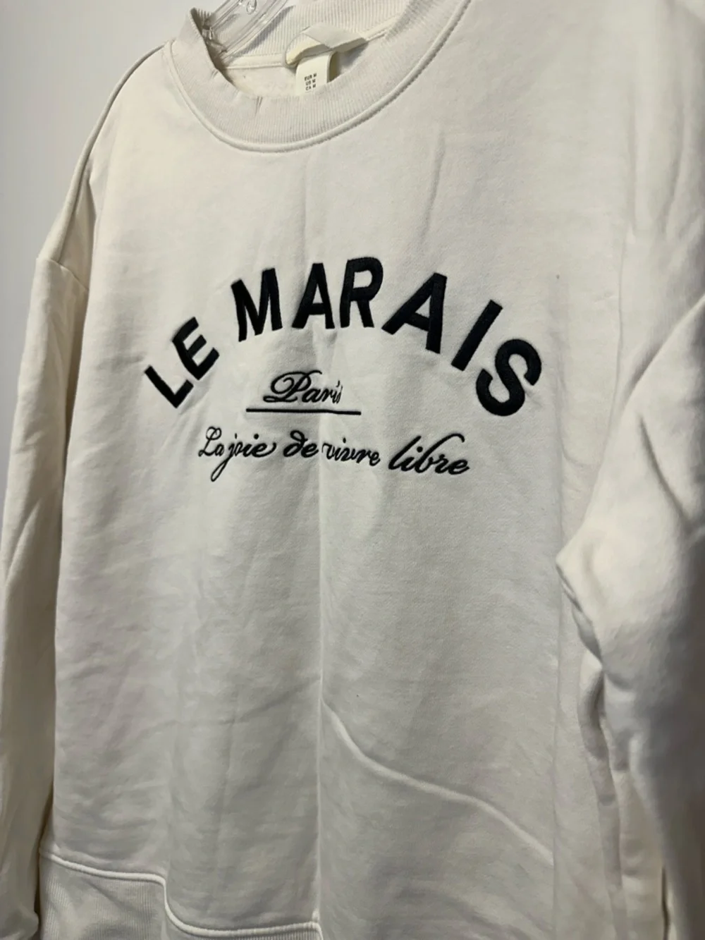 H&M Le Marais Paris Embroidered Oversized Crewneck Sweatshirt in Cream - Picture 7 of 10